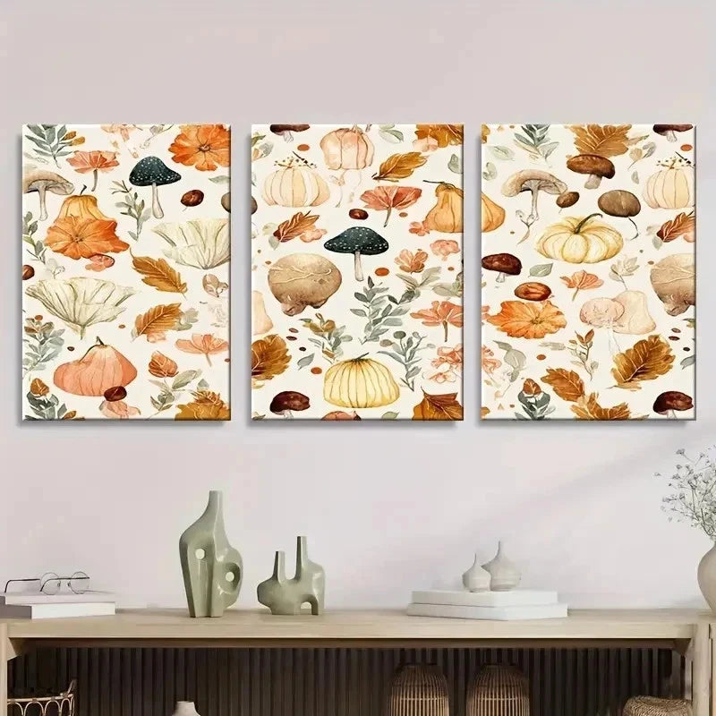 3pcs Autumn Fruits Watercolor Style Wall Art Set Canvas Framed 40x60cm - High Quality Print 100% Australian Made Wall Canvas Ready to Hang - Bella Home Decor