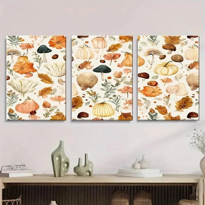 3pcs Autumn Fruits Watercolor Style Wall Art Set Canvas Framed 40x60cm - High Quality Print 100% Australian Made Wall Canvas Ready to Hang - Bella Home Decor