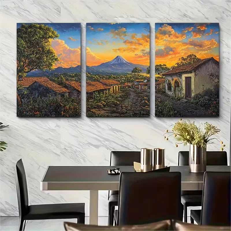3pcs Nicaragua Painting Metal Print Ready to Hang Art