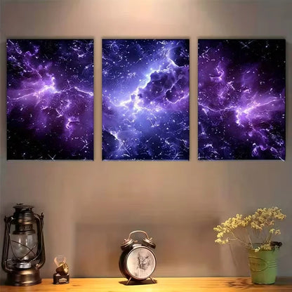 3pcs Abstract Space Nebula Galaxy Metal Print Ready to Hang Art - Bella Home Decor