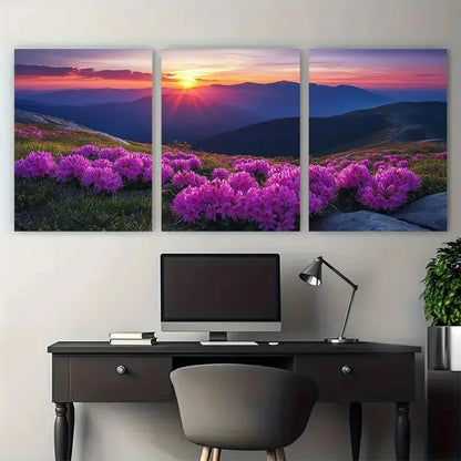 3pcs Summer Sunset Over Carpathian Mountains Wall Art Set Canvas Framed 40x60cm - High Quality Print 100% Australian Made Wall Canvas Ready to Hang - Bella Home Decor