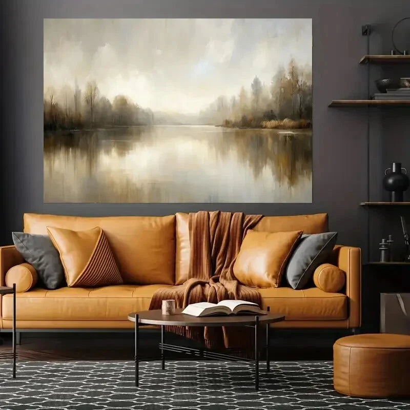 River & Lush Greenery wall canvas office home room framed 120x60cm - Bella Home Decor