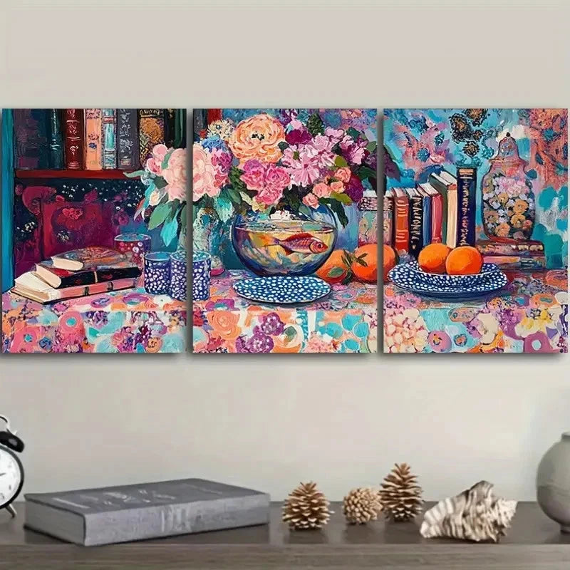 3pcs A Colorful Painting Decoration Metal Print Ready to Hang Art - Bella Home Decor