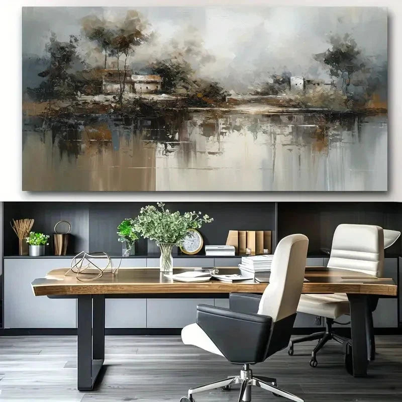 Soft Gray Sky Reflective Water Wall Art Canvas Office Home Room Framed 120x60cm