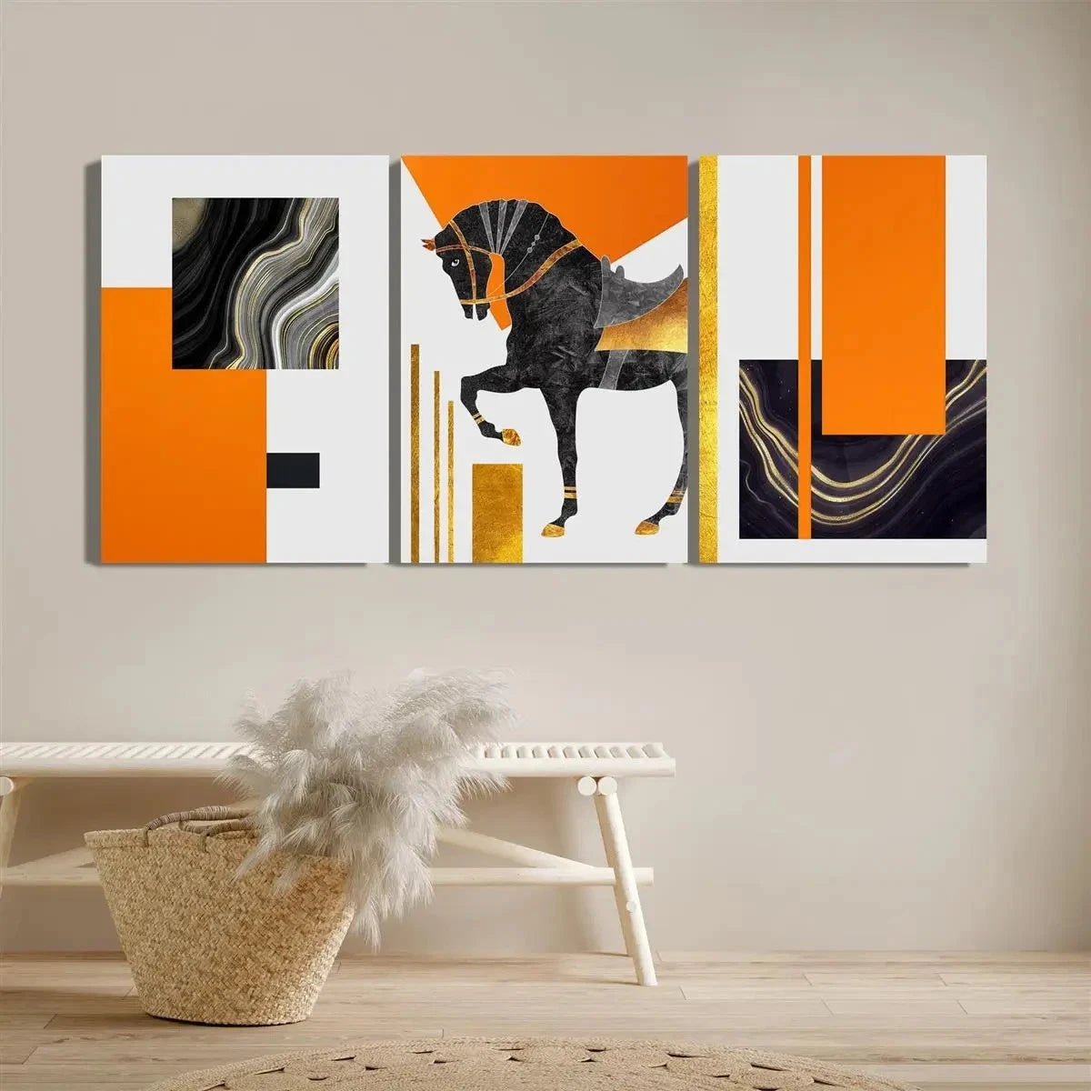 3pcs Abstract Geometric Texture Metal Print Ready to Hang Art - Bella Home Decor