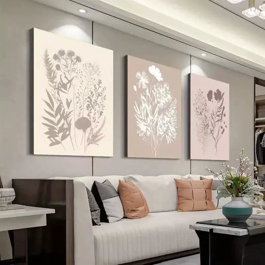 3pcs Abstract wildflower floral, botanical Wall Art Set - Modern Brown Tree Wall Art Set Canvas Framed 50x70cm - High Quality Print 100% Australian Made Wall Canvas Ready to Hang