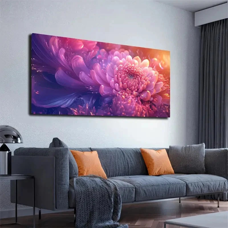 Crystal Clear Flower Wall Art canvas office home room framed 120x60cm - Bella Home Decor