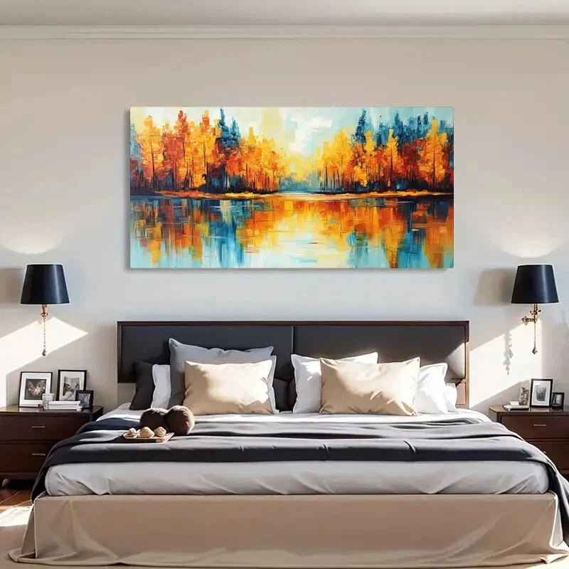 Landscape Reflection Cartoon Wall Art Canvas Office Home Room Framed 120x60cm - Bella Home Decor