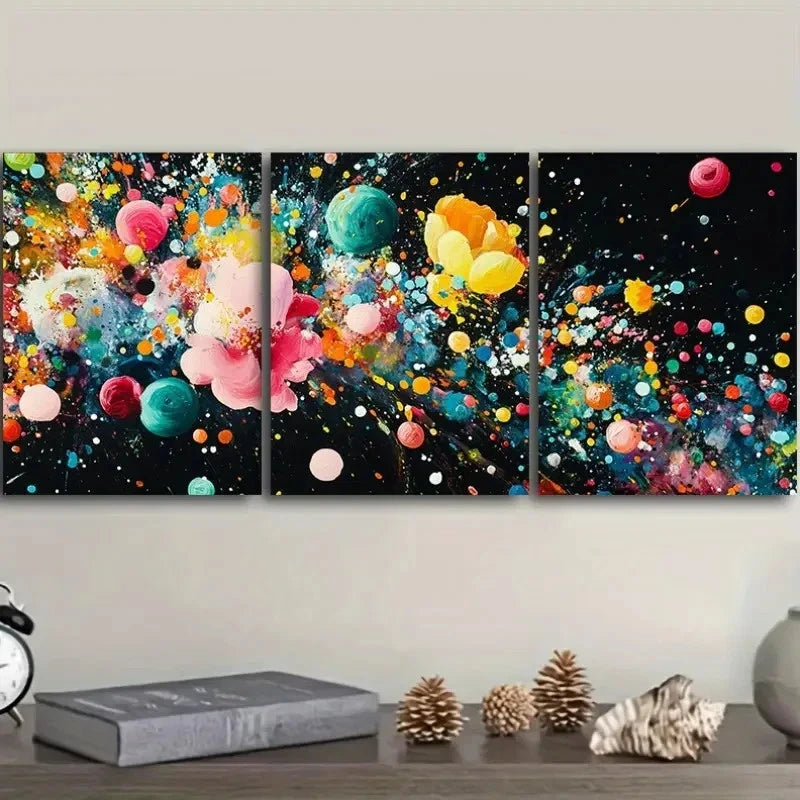 3pcs colorful explosion Wall Art Set Canvas Framed 40x60cm - High Quality Print 100% Australian Made Wall Canvas Ready to Hang - Bella Home Decor