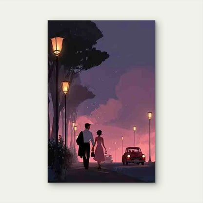 Evening Stroll Romance Metal Print Ready to Hang Metal Print Ready to Hang