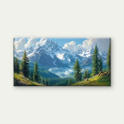 Mountain Scenery Snowy Forest Wall Art Canvas Office Home Room Framed 120x60cm