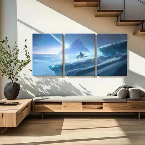 3pcs Sci-Fi Art with Pyramids and Swords Wall Art Canvas Unframed – High Quality Print 100% Australian Made Wall Canvas