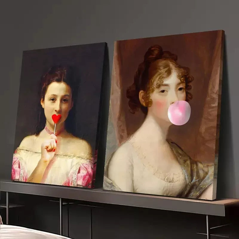 2pcs Sexy Art, Oil Painting Art Decoration, Victorian Art, Girl Canvas Framed 50x75cm - High Quality Print 100% Australian Made Wall Canvas Ready to Hang - Bella Home Decor