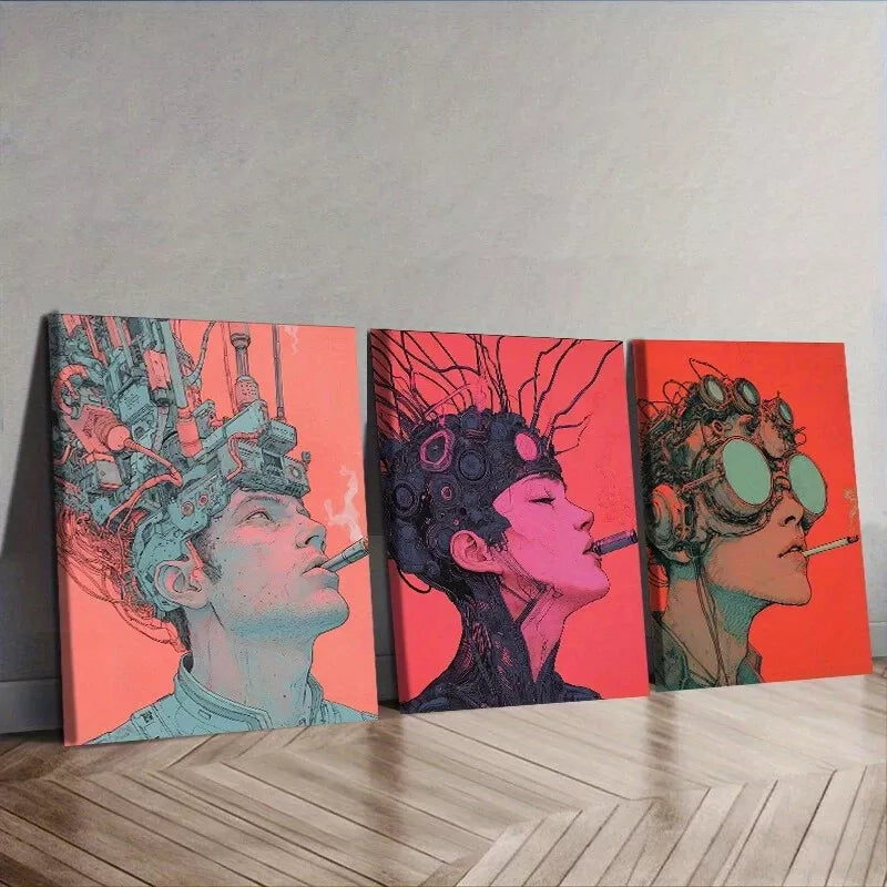 3pcs e Had Wires Over His Head Wall Art Canvas Wall Art Set Canvas Framed 50x70cm - High Quality Print 100% Australian Made Wall Canvas Ready to Hang