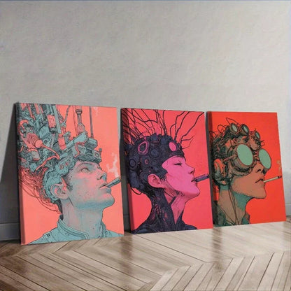 3pcs e Had Wires Over His Head Wall Art Canvas Wall Art Set Canvas Framed 50x70cm - High Quality Print 100% Australian Made Wall Canvas Ready to Hang