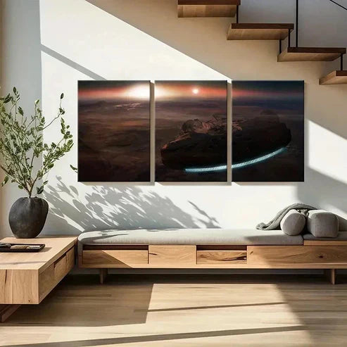 3pcs Universe Space Spaceship Movie Wall Art Canvas Unframed - High Quality Print 100% Australian Made Wall Canvas