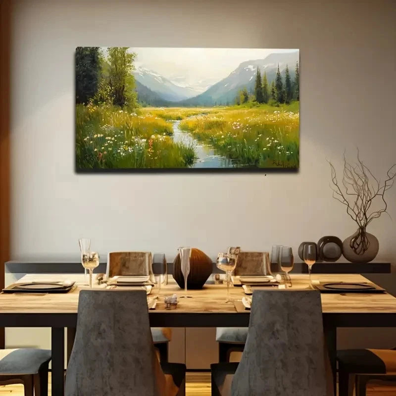 Spring Wildflowers Aesthetic Wall Art Canvas Office Home Room Framed 120x60cm