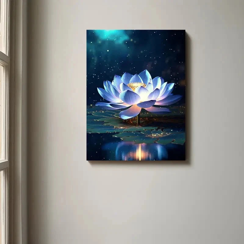 Beautiful Carnation Colorful Lotus Flower Painting 40x60cm Metal Print Ready to Hang