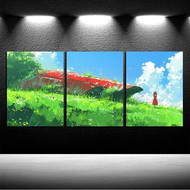 3pcs Vibrant Ocean Ship in Forest Scene Metal Print Ready to Hang Art - Bella Home Decor