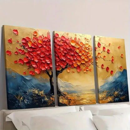 3pcs White & Golden Abstract Tree WQ  Wall Art Set Canvas Unframed - High Quality Print 100% Australian Made Wall Canvas