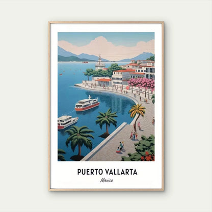 Puerto Vallarta Mexico Vertical Latin America Travel Poster Print Wall Art
