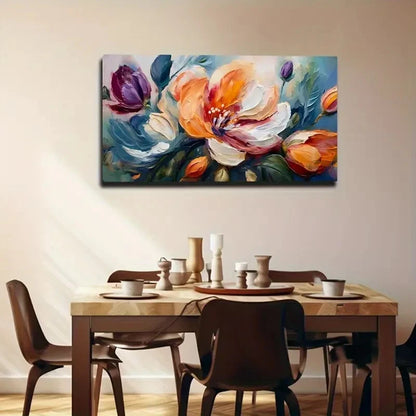 Abstract Floral Vibrant Décor Wall Art Canvas Office Home Room Framed 120x60cm