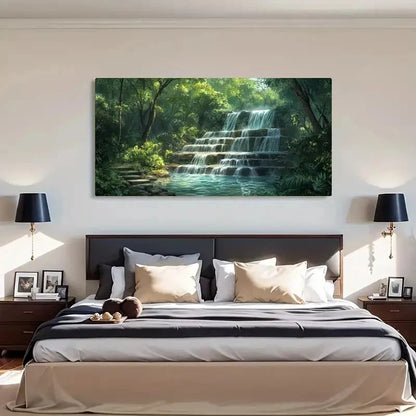 Modern Landscape Waterfall Landscape Wall Art Canvas Office Home Room Framed 120x60cm