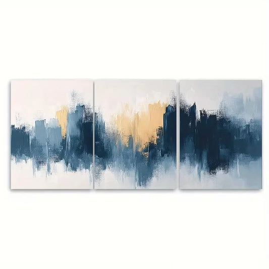 3pcs Minimalist Abstract Neutral Brushstroke Metal Print Ready to Hang Art