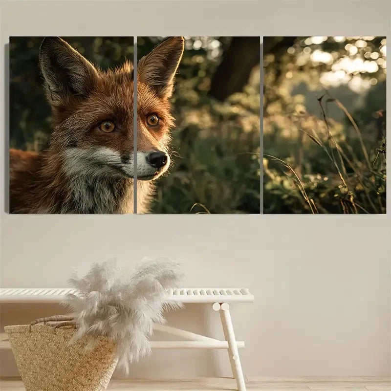 3pcs Farm Style, beautiful fox incarnation Wall Art Set Canvas Framed 40x60cm - High Quality Print 100% Australian Made Wall Canvas Ready to Hang