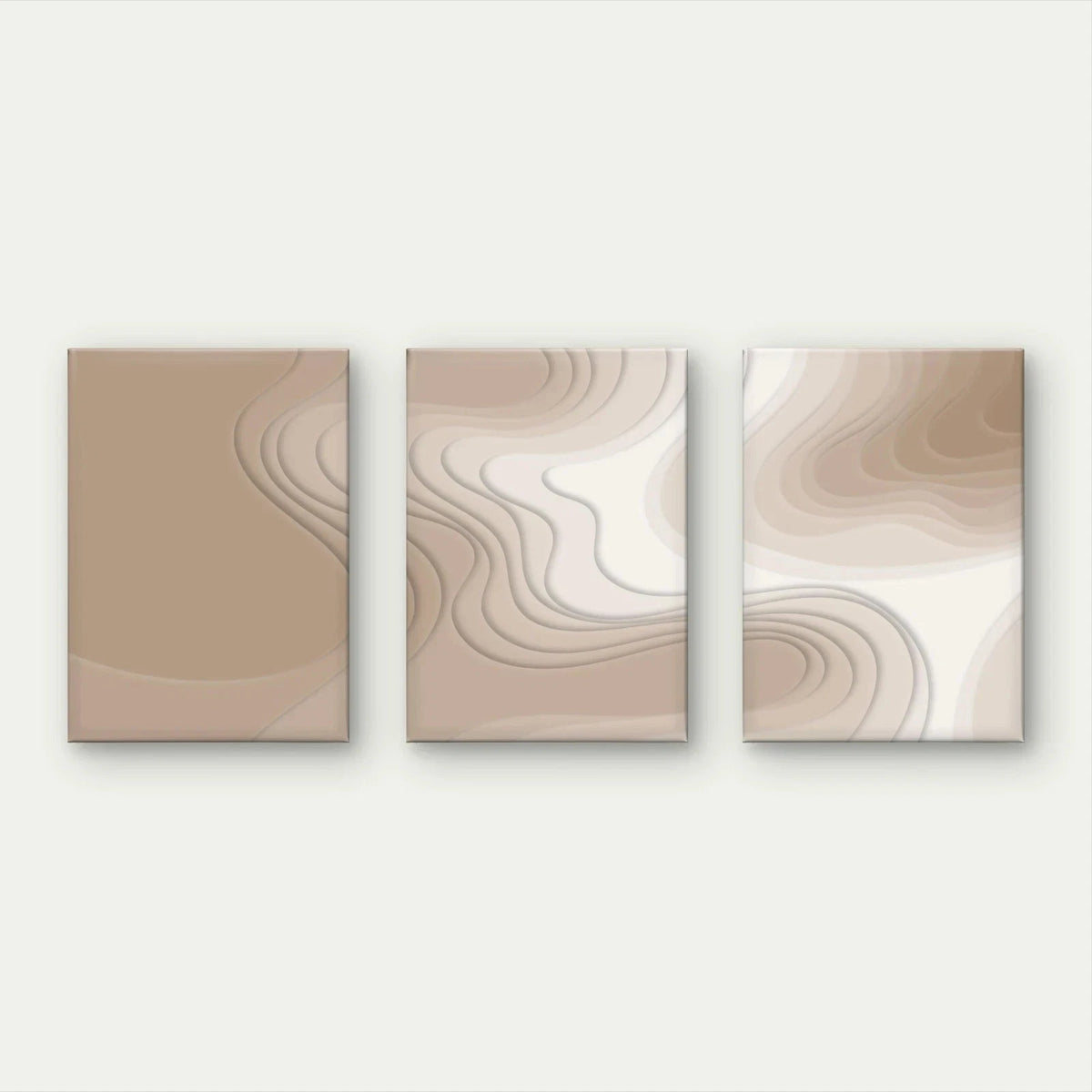 3pcs Beige and Cream Abstract Layered Wall Art Set Canvas Framed 50x70cm - High Quality Print 100% Australian Made Wall Canvas Ready to Hang