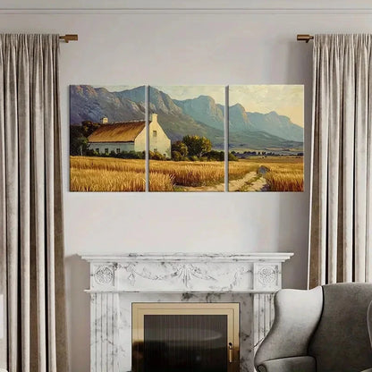 3pcs Rustic Farmhouse Landscape Mountain View Metal Print Ready to Hang Art - Bella Home Decor