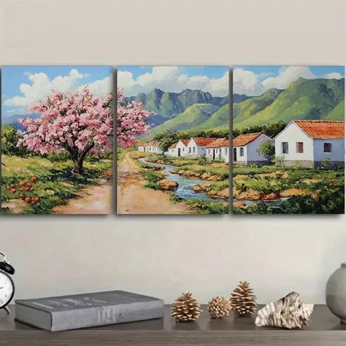 3pcs Deco Cherry Blossom Wall Art Canvas Unframed - High Quality Print 100% Australian Made Wall Canvas - Bella Home Decor