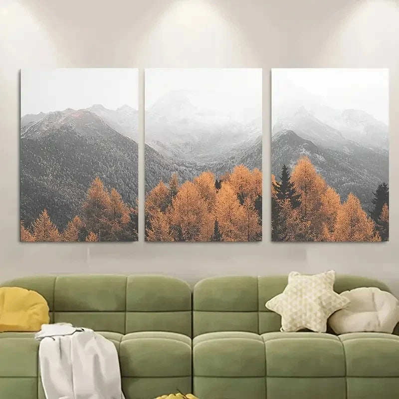 3pcs Northern Lights Landscape Metal Print Ready to Hang Art