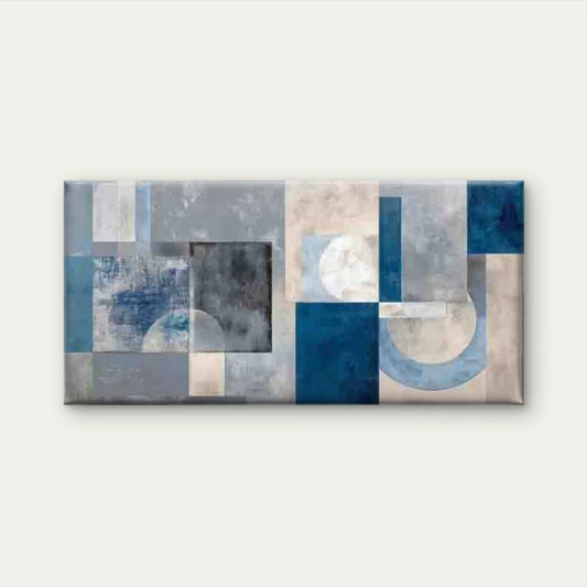 Blue Grey Retro , Abstract Wall Art Canvas Office Home Room Framed 120x60cm
