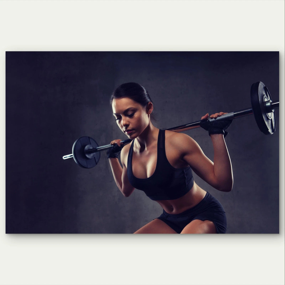 Athletic Woman Doing Barbell Squats 5mm Plastic Poster Ready to Hang 90x60cm