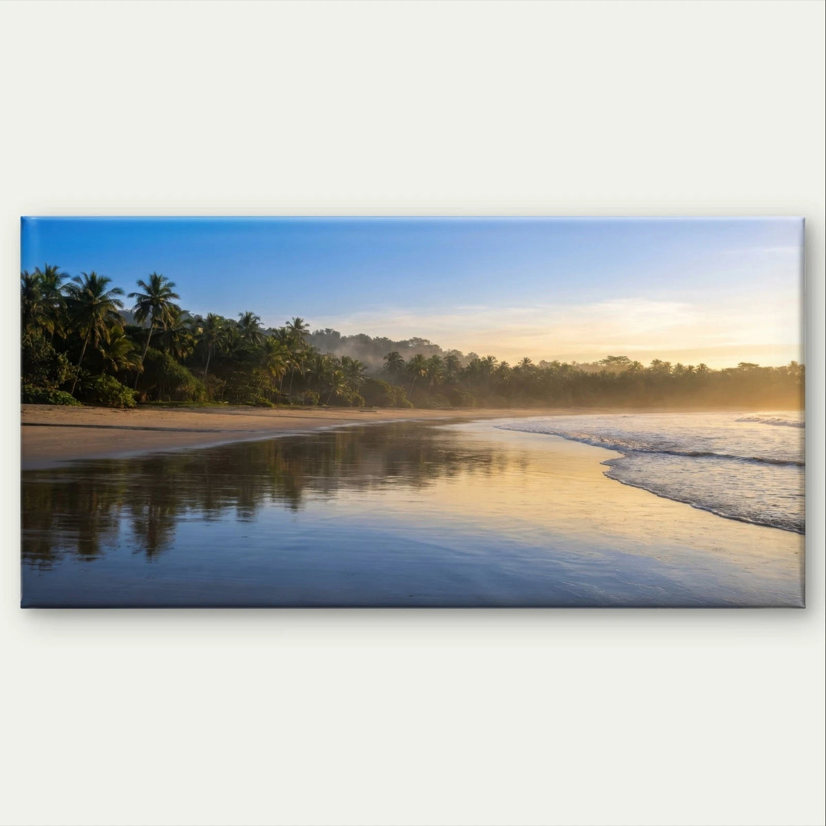 Sunrise Beach and Palm Trees Wall Art Canvas Office Home Framed 120x60cm