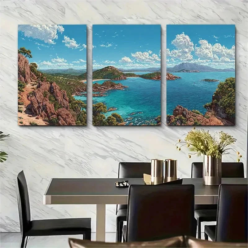 3pcs Freycinet Coastal Landscape Print Australia Wall Art Set Canvas Framed 40x60cm - High Quality Print 100% Australian Made Wall Canvas Ready to Hang - Bella Home Decor