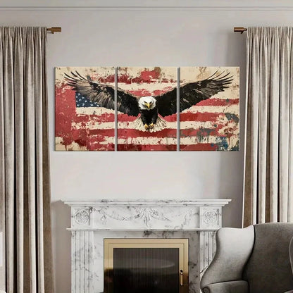 3pcs American Flag Eagle Art Poster Metal Print Ready to Hang Art - Bella Home Decor