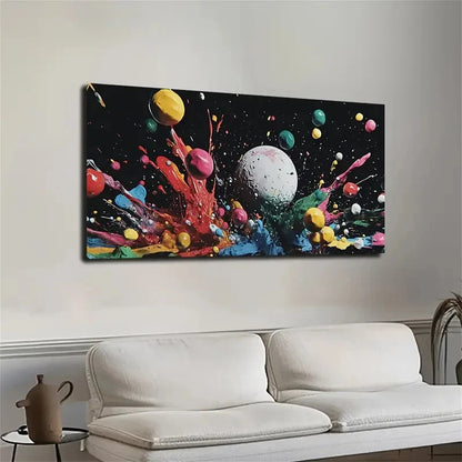 A White Sphere In The Center Wall Art Canvas Office Home Room Framed 120x60cm - Bella Home Decor