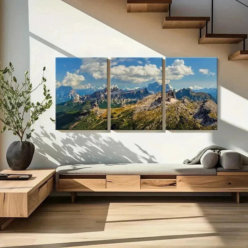3pcs Mountains Valleys and Hills Landscape Wall Art Set Canvas Framed 50x70cm - High Quality Print 100% Australian Made Wall Canvas Ready to Hang - Bella Home Decor