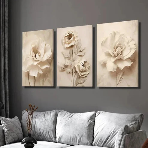 3pcsModern Luxury Floral Wall Art Set Canvas Unframed - High Quality Print 100% Australian Made Wall Canvas