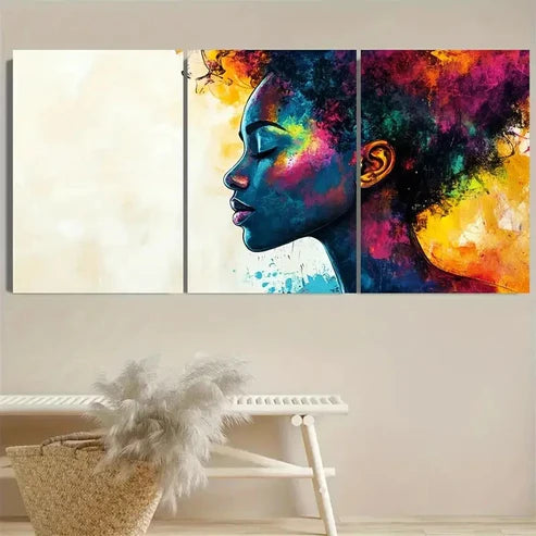 3pcs Features Colorful Graffiti Art of Women Wall Art Set Canvas Unframed - High Quality Print 100% Australian Made Wall Canvas - Bella Home Decor
