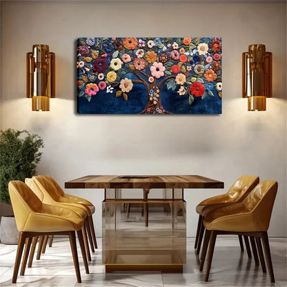 Abstract Blooming Trees Embroid Wall Art Canvas Office Home Room Framed 120x60cm