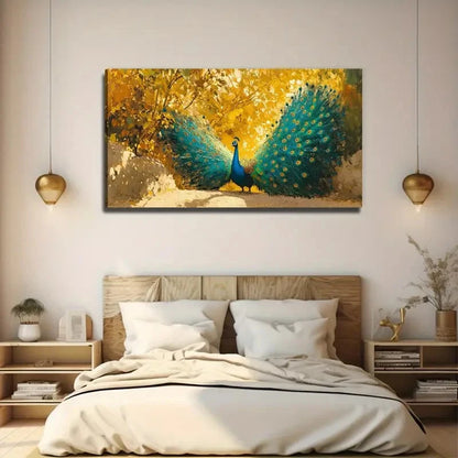 Open Nature Peacock Wall Art Canvas Office Home Room Framed 120x60cm