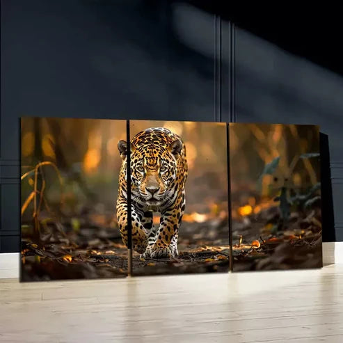 3pcs Jungle Jaguar Wild Brazilian Feline in Nature Art Set Canvas Unframed - High Quality Print 100% Australian Made Wall Canvas