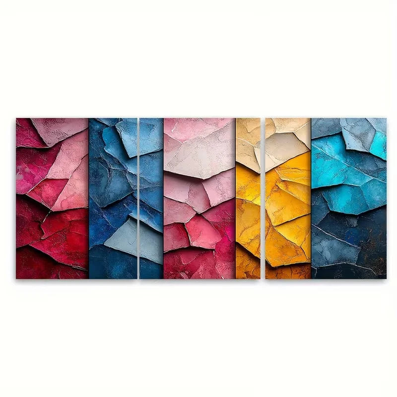 3pcs Marbled Geometric Collage Metal Print Ready to Hang Art