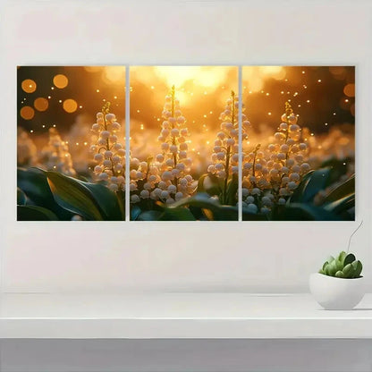 3pcs Lily of the Valley Nature-Inspired Art Metal Print Ready to Hang Art - Bella Home Decor