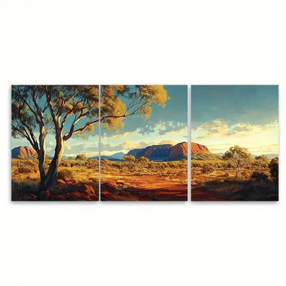 3pcs Outback Scenic Landscape Australia Wall Art Set Canvas Framed 50x70cm - High Quality Print 100% Australian Made Wall Canvas Ready to Hang