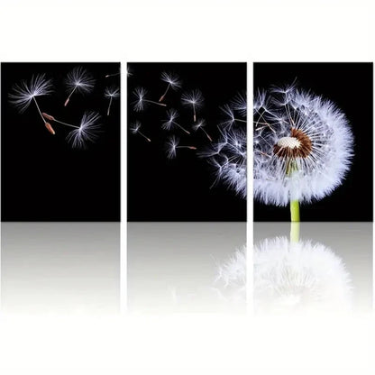 3pcs Black and White Nature Floral Design Metal Print Ready to Hang Art - Bella Home Decor