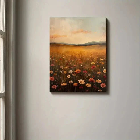 Beautiful Vintage Spring Wildflowers Painting 60x90cm Metal Print Ready to Hang